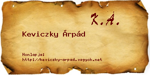 Keviczky Árpád névjegykártya
