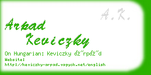 arpad keviczky business card